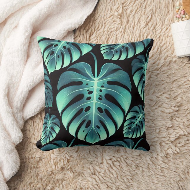 Mysterious Monstera Throw Pillow (Blanket)
