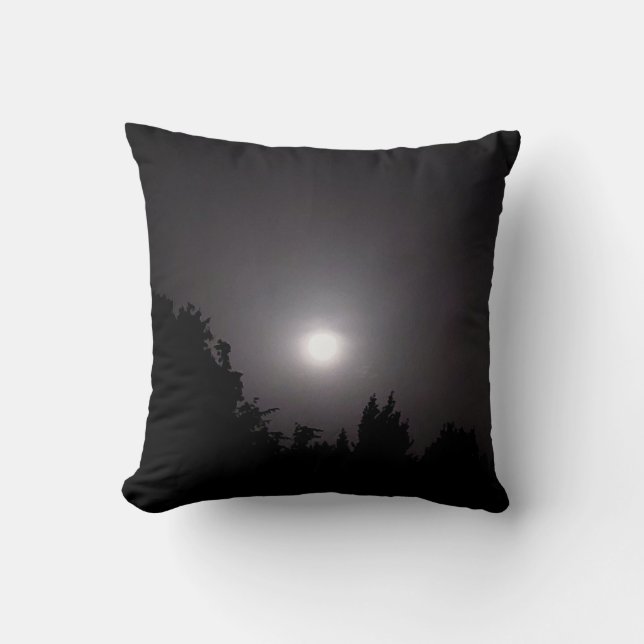 Mysterious Moonlight Nature Photography Throw Pillow (Front)
