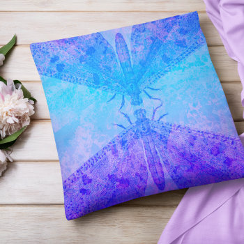 Mysterious Moths Blue And Purple Throw Pillow by AntiqueImages at Zazzle
