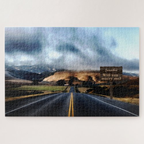 Mysterious Nature Scene Road Sign Marry Me Puzzle