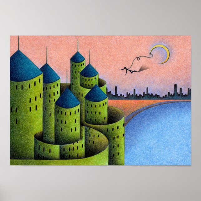 Mysterious old castle on the lakeside. poster (Front)