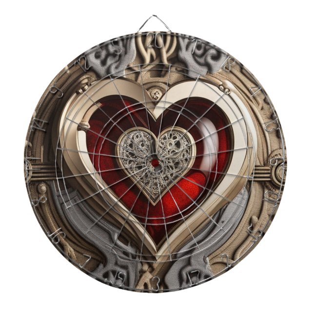 Mysterious Ornament with a red heart   Dart Board (Front)