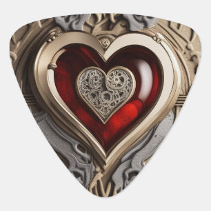 Mysterious Ornament with a red heart   Guitar Pick