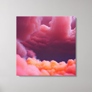 Mysterious pink and orange clouds canvas print
