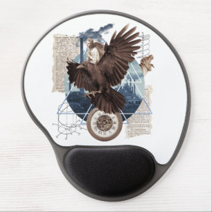 Mysterious Raven Collage – Vintage and Futuristic  Gel Mouse Pad