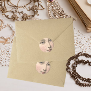 Mysterious Smile of Beautiful French Woman Vintage Classic Round Sticker