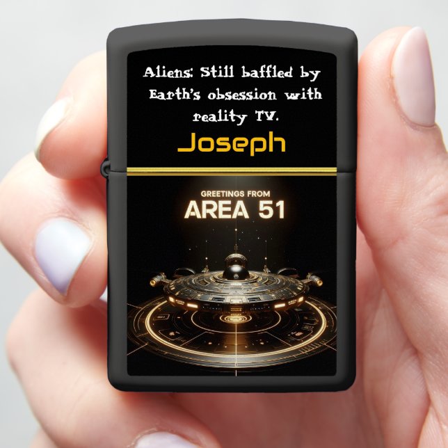 Mysterious Spacecraft Spotted at Area 51 at Night Zippo Lighter (In Hand)