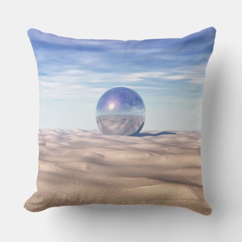 Mysterious Sphere in Desert Throw Pillow