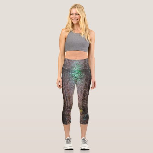 Mysterious spruce forest capri leggings