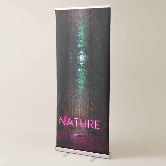 Mysterious spruce forest nature neon magenta sign (3/4)