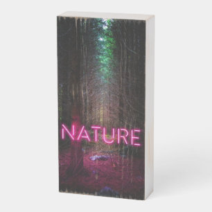 Mysterious spruce forest nature neon magenta sign