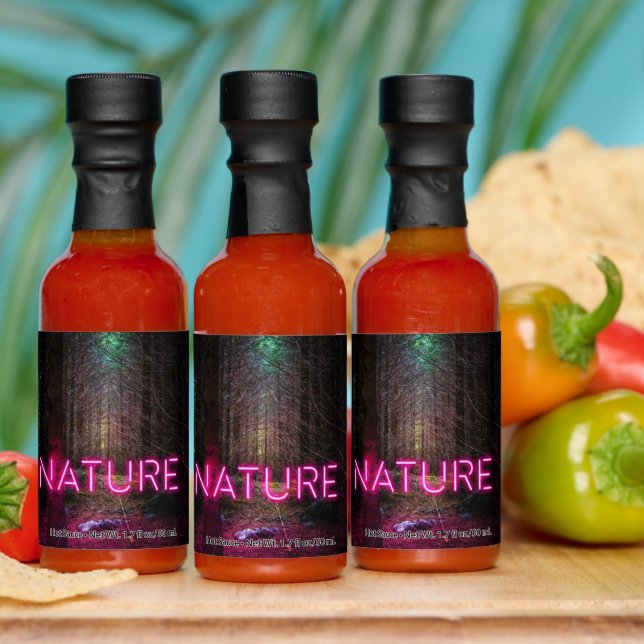 Mysterious spruce forest nature neon magenta sign hot sauces (Multi)