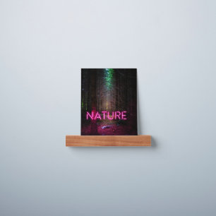 Mysterious spruce forest nature neon magenta sign picture ledge