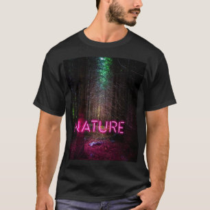 Mysterious spruce forest nature neon magenta sign T-Shirt