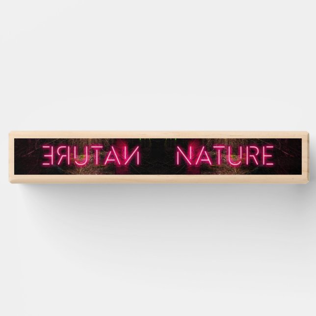 Mysterious spruce forest nature neon magenta sign topple tower (Front)