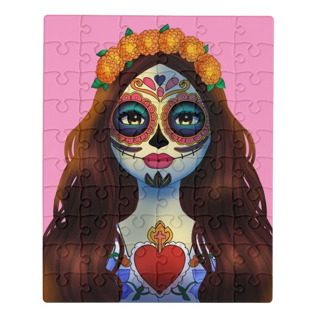 Mysterious Sugar Skull Woman  Jigsaw Puzzle (Puzzle Vertical)