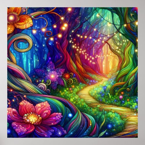 Mysterious Trail Through a Fantasy Forest Poster