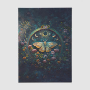 Mysterious Twilight Portal, Moth & Eclipse Vert Tissue Paper