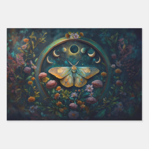 Mysterious Twilight Portal, Mystic Floral Fantasy Wrapping Paper Sheets