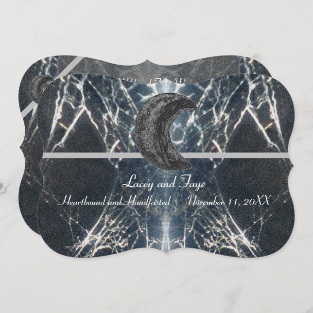 Mysterious Web Goth Gothic Black Gray Handfasting Invitation (Front/Back)
