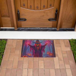 Mysterious Witch in Enchanted Woods Design Fiber Doormat