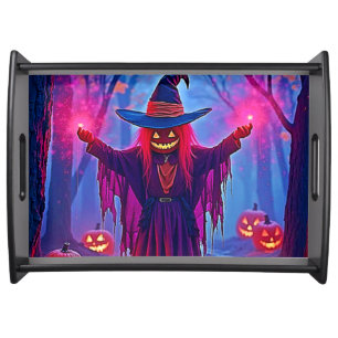 Mysterious Witch in Enchanted Woods Design Serving Tray