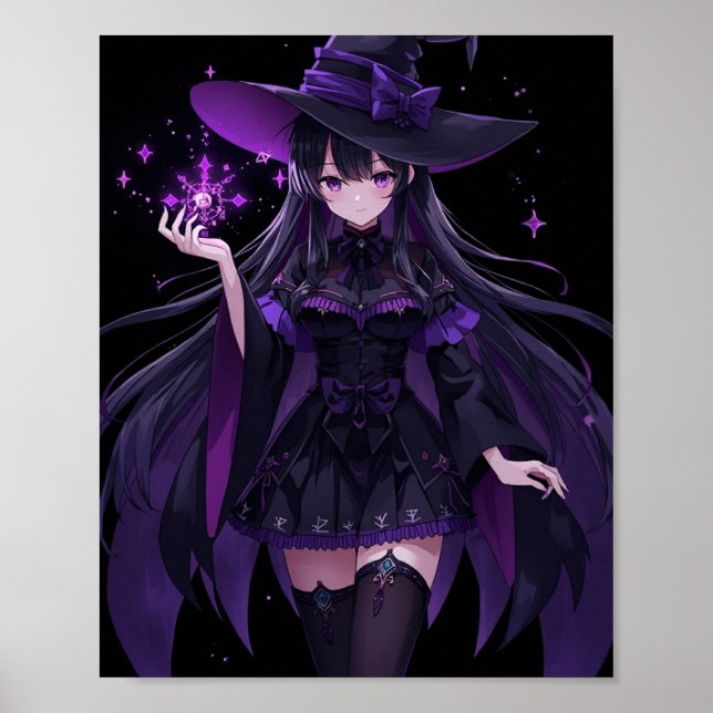 Mysterious Witch with Purple Magic Poster (Front)