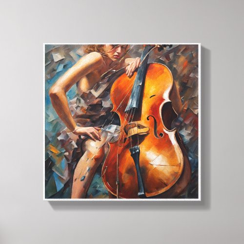 mysterious woman playing cello canvas print