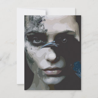 Mysterious Woman with Raven Postcard