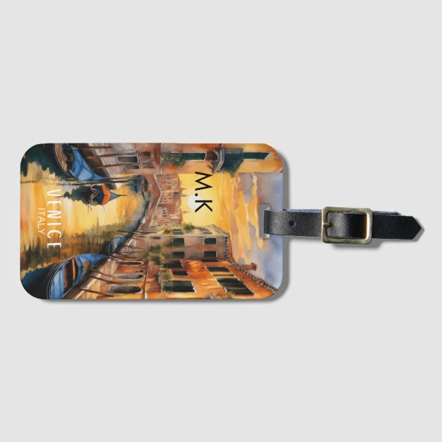 Mysteriously beautiful sunset in Venice Luggage Tag (Front Horizontal)