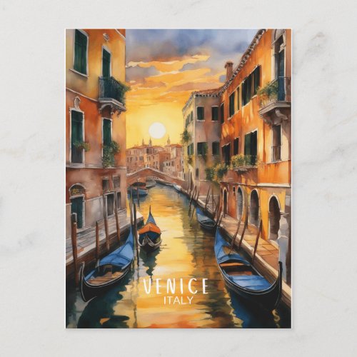 Mysteriously beautiful sunset in Venice Postcard