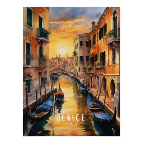 Mysteriously beautiful sunset in Venice Poster