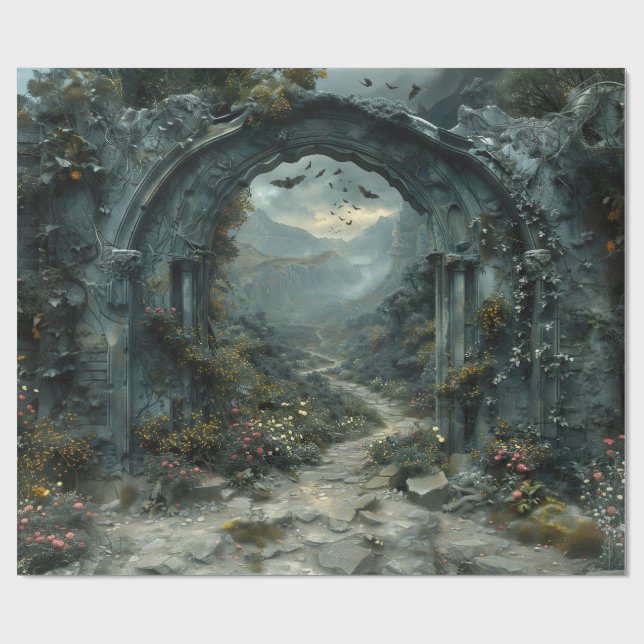Mystery Arch Vampirecore Halloween | Gothic Wrapping Paper (Flat)