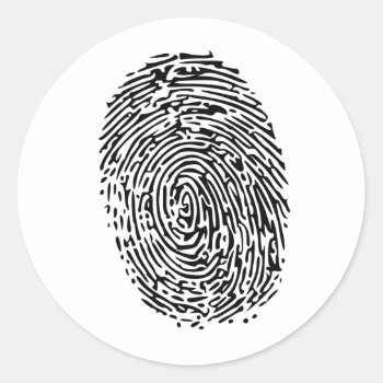 Mystery Black Fingerprint Classic Round Sticker by Tissling at Zazzle