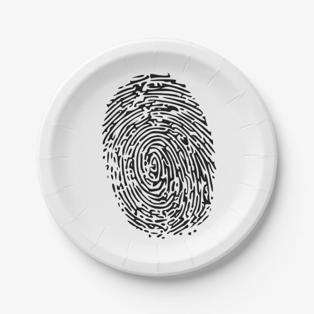 Mystery Black Fingerprint Paper Plates (Front)