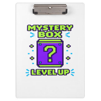 Mystery Box Level Up Retro 8 Bit Pixel Gamer T Shi Clipboard