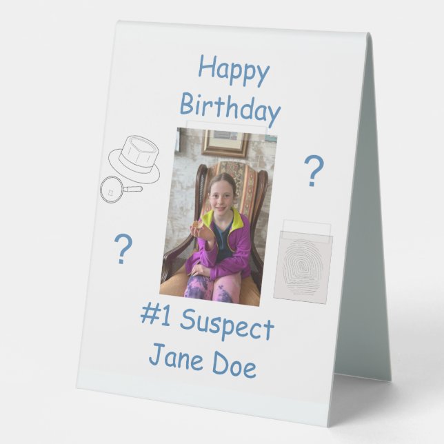 Mystery Crime Solving Evidence Board Birthday Table Tent (Front)