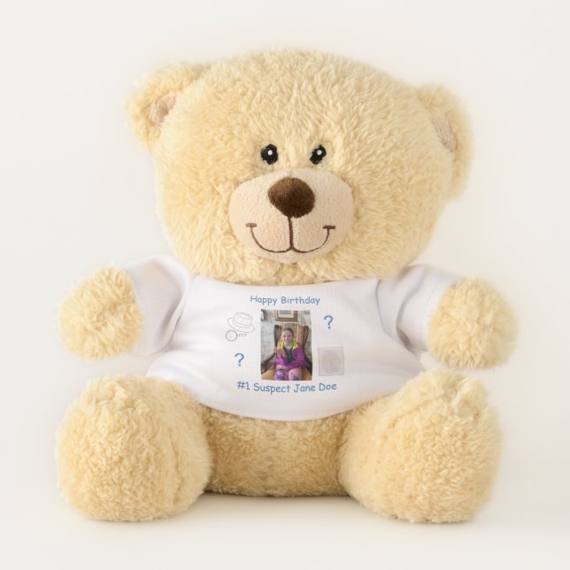 Mystery Crime Solving Evidence Board Birthday Teddy Bear (Front)