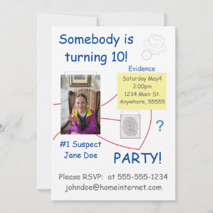 Mystery Crime Solving Evidence Board Invitation