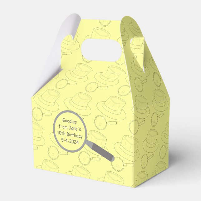 Mystery Crime Solving Evidence Board Popcorn  Favor Boxes (Front Side)