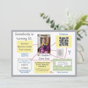 Mystery Crime Solving Evidence Board QR Invitation