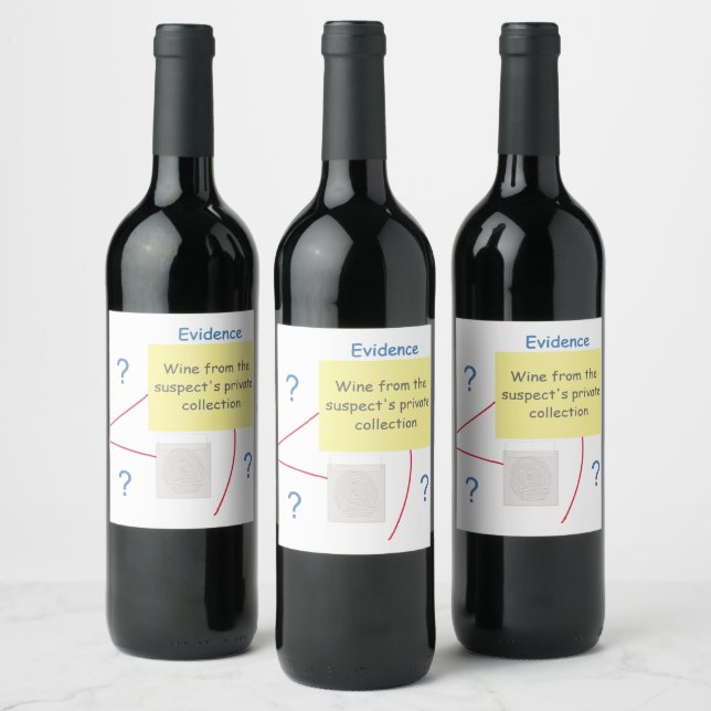 Mystery Crime Solving Evidence Board Wine Label (Bottles)