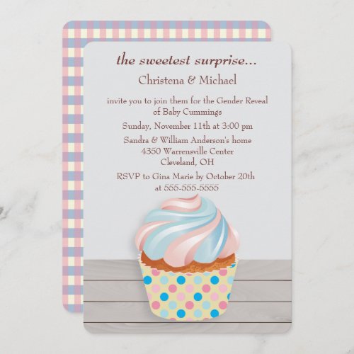 Mystery Cupcake Gender Reveal Invitation