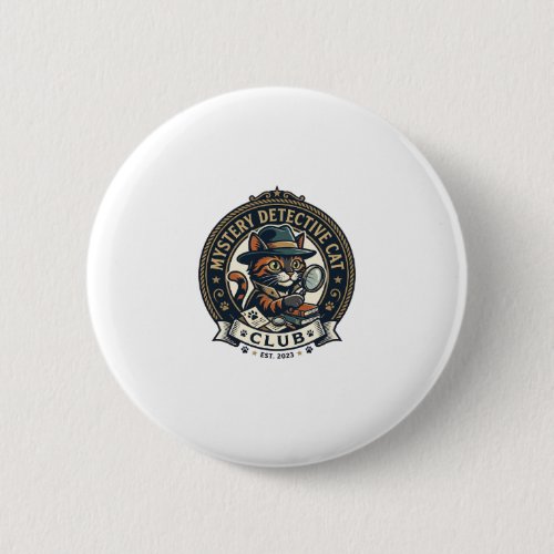 Mystery Detective Cat Cat Graphic Tee Art - Myster Button