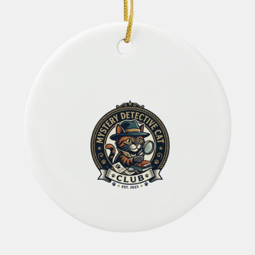 Mystery Detective Cat Cat Graphic Tee Art - Myster Ceramic Ornament