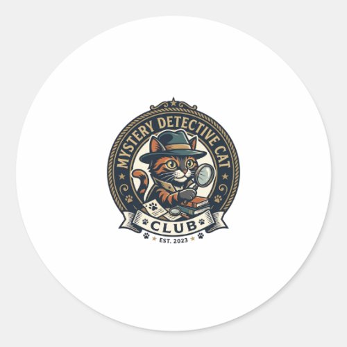 Mystery Detective Cat Cat Graphic Tee Art - Myster Classic Round Sticker