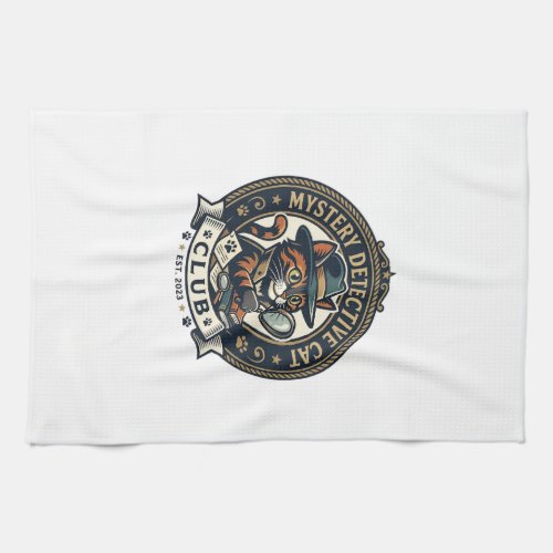 Mystery Detective Cat Cat Graphic Tee Art - Myster Kitchen Towel