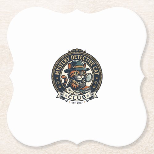 Mystery Detective Cat Cat Graphic Tee Art - Myster Paper Coaster