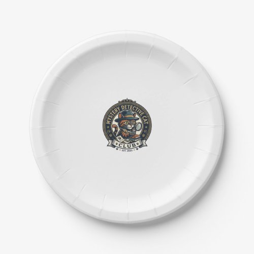 Mystery Detective Cat Cat Graphic Tee Art - Myster Paper Plates