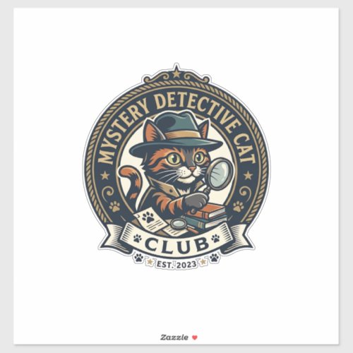 Mystery Detective Cat Cat Graphic Tee Art - Myster Sticker